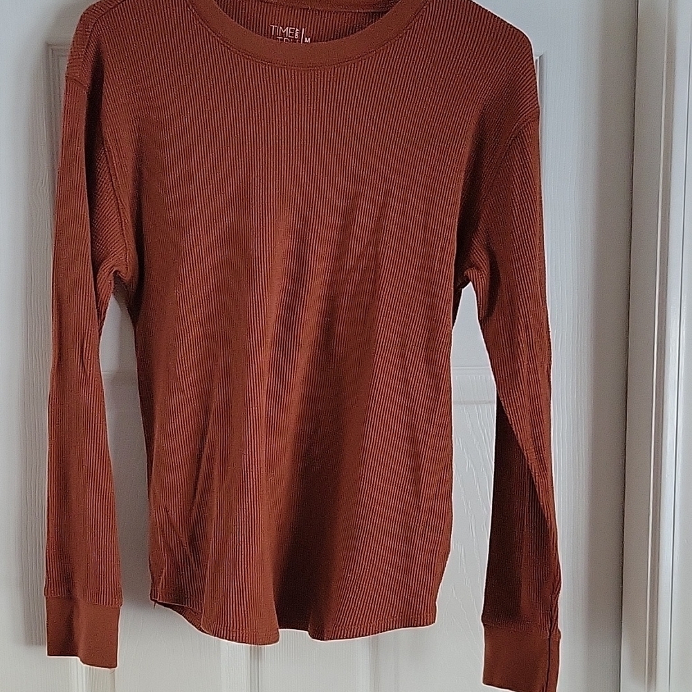 Rust Long Sleeve Ribbed Top